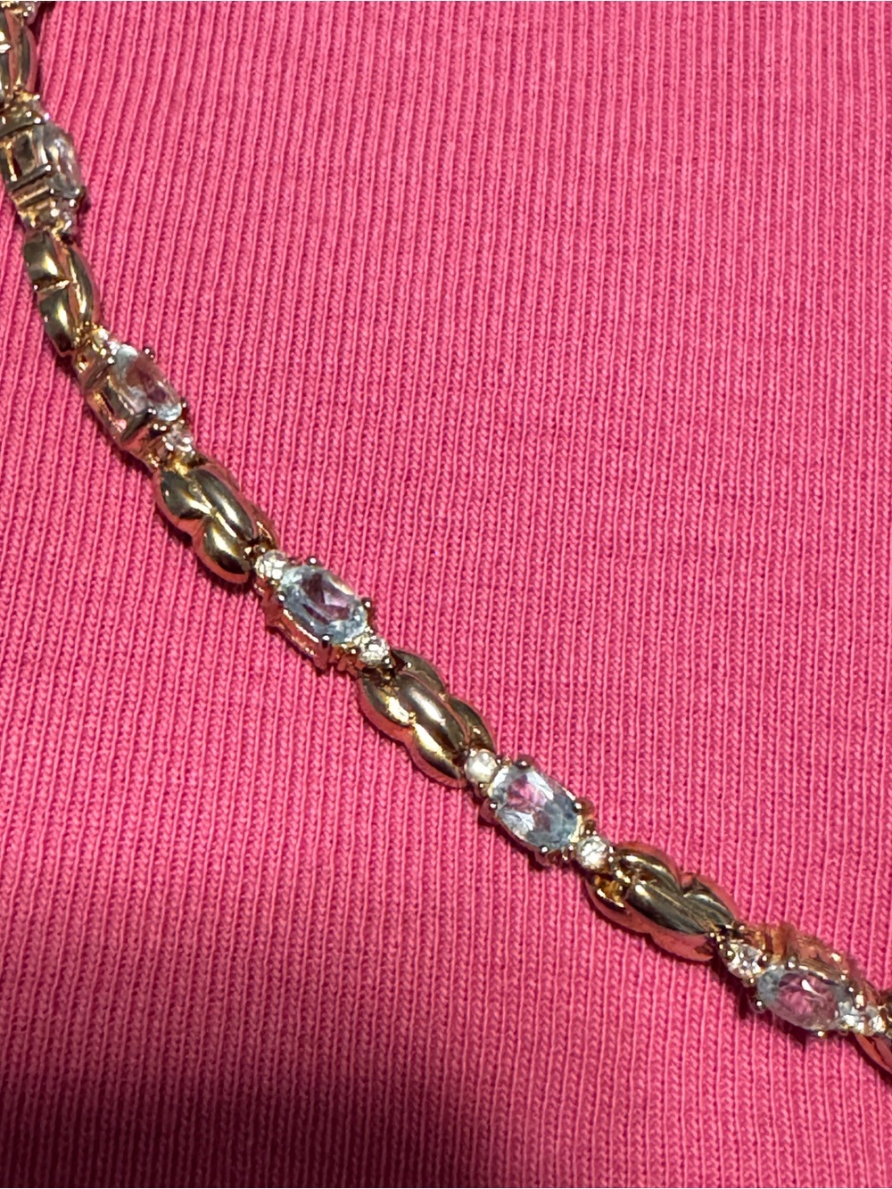 Sterling Silver Coverd Gold Bracelet with Aquamarine Gemstones Bracelet